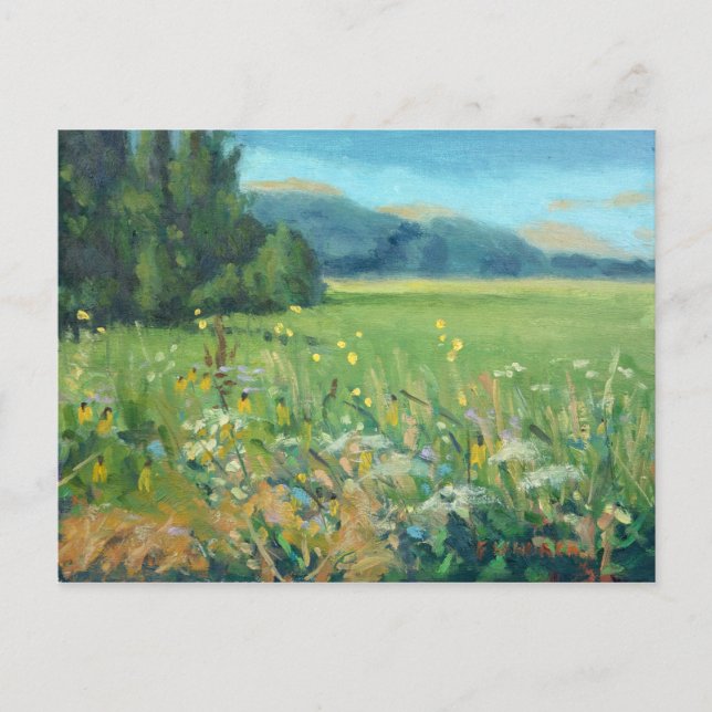 Postal De Anuncios Pintura de flores silvestres de primavera escénica (Anverso)