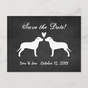 Postal De Anuncios Pit Bull Terriers Boda Guardar la Fecha