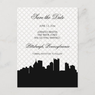 Postal De Anuncios Pittsburgh Negro y Blanco Lace Save the Date