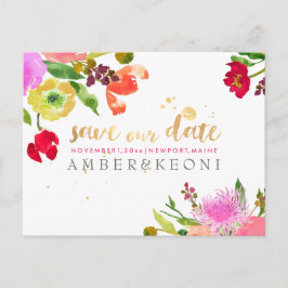 Postal De Anuncios PixDezines acuarela floral guardar la foto de fech