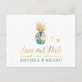 Postal De Anuncios PixDezines Aloha Pineapple/Oscuro Verde azulado/Gu