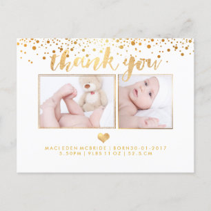 Postal De Anuncios PixDezines Baby Shower Gracias/Dazzled Faux Gold