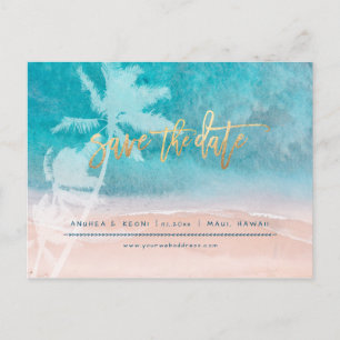 Postal De Anuncios PixDezines Beach Faux Gold Modern Brush Script Ann