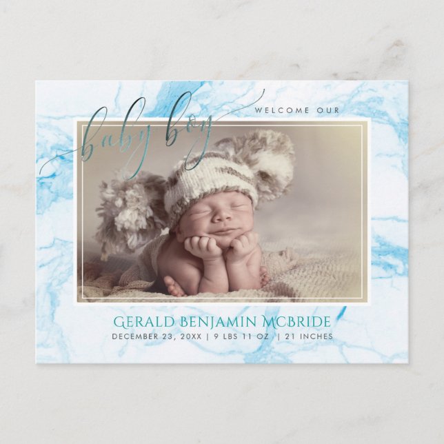 Postal De Anuncios PixDezines Bienvenido Niño, Falso Foil+Mármol (Anverso)