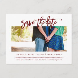 Postal De Anuncios PixDezines Burdeos Moderno Script de Pincel