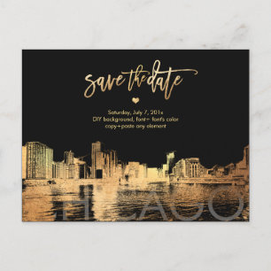 Postal De Anuncios PixDezines/Chicago Save the Date/Faux Gold