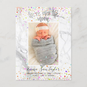 Postal De Anuncios PixDezines Confeti Cumpleaños/Sobre la Luna