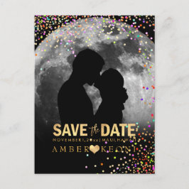 Postal De Anuncios PixDezines Confetti+Faux Gold Save the Date