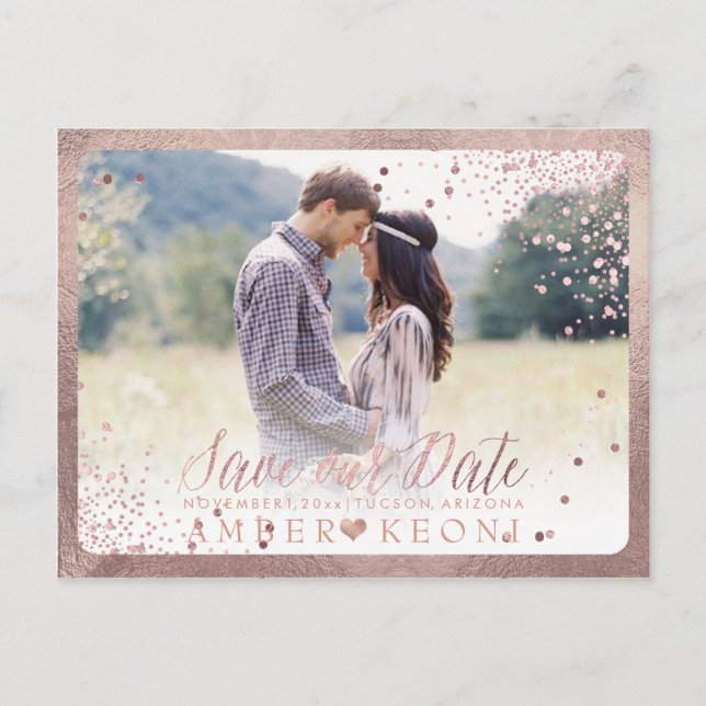 Postal De Anuncios PixDezines deslumbró con confeti de oro rosa falso (Anverso)