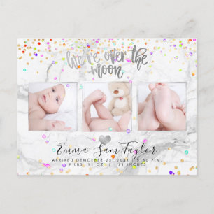 Postal De Anuncios PixDezines Estamos Encantados Confeti de Nacimient