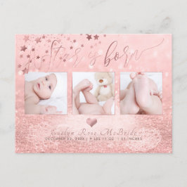 Postal De Anuncios PixDezines Estrella Nacida, Bokeh de Nieve Rosa Do