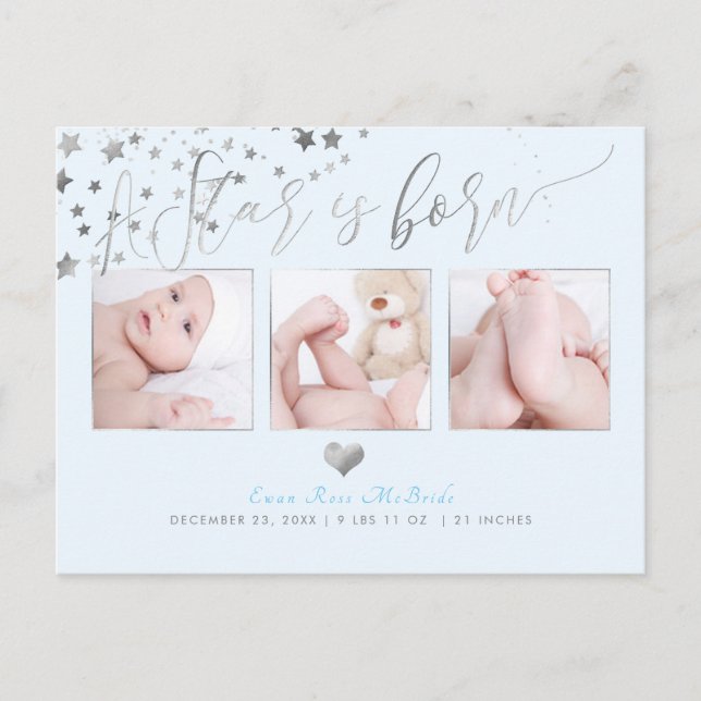 Postal De Anuncios PixDezines Estrellas de Plata Falsas/Anuncio de Na (Anverso)
