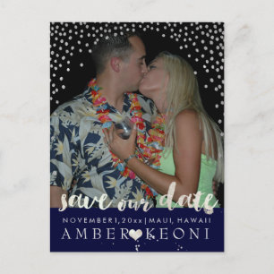 Postal De Anuncios PixDezines falso plata/confeti/fecha de guardado/D