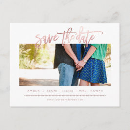 Postal De Anuncios PixDezines Falso Rosa Dorado Moderno Pincel Script