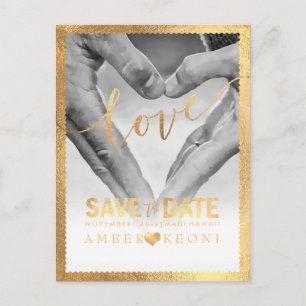 Postal De Anuncios PixDezines Faux Gold Save the Date/Heart