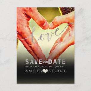 Postal De Anuncios PixDezines Faux Silver Save the Date/Heart