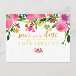 Postal De Anuncios PixDezines floral/guardar la fecha/foto