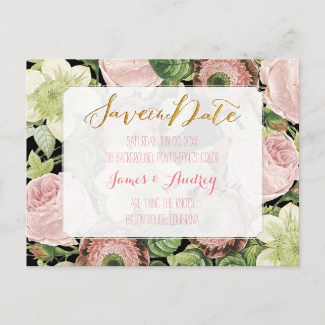Postal De Anuncios PixDezines guarda los rosas de fecha/época (Anverso)