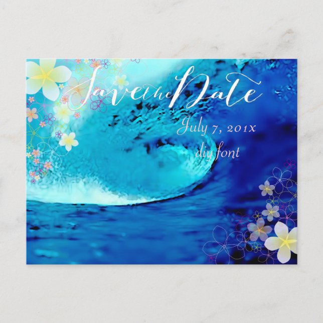Postal De Anuncios PixDezines/guardar fecha/hula dream/olas (Anverso)