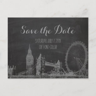 Postal De Anuncios PixDezines/guardar fecha/pizarra/Londres dibujado