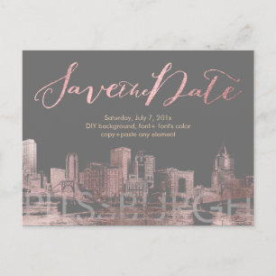 Postal De Anuncios PixDezines/Guardar Fecha/Rosa Oro/Pittsburgh Silue