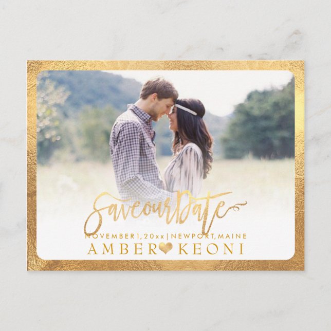 Postal De Anuncios PixDezines Guardar la Fecha/Elegante Script (Anverso)