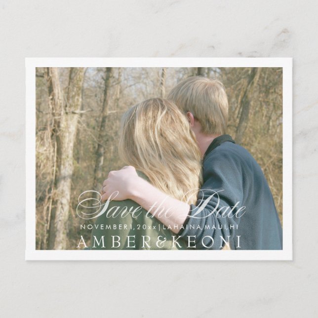 Postal De Anuncios PixDezines Guardar la Fecha/Elegante Script (Anverso)