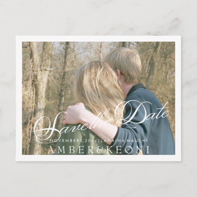 Postal De Anuncios PixDezines Guardar la Fecha/Fuente de letra elegan (Anverso)