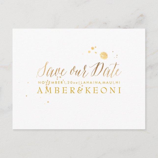 Postal De Anuncios PixDezines Guarde la Fecha/Estilo Falso Script Dor (Anverso)