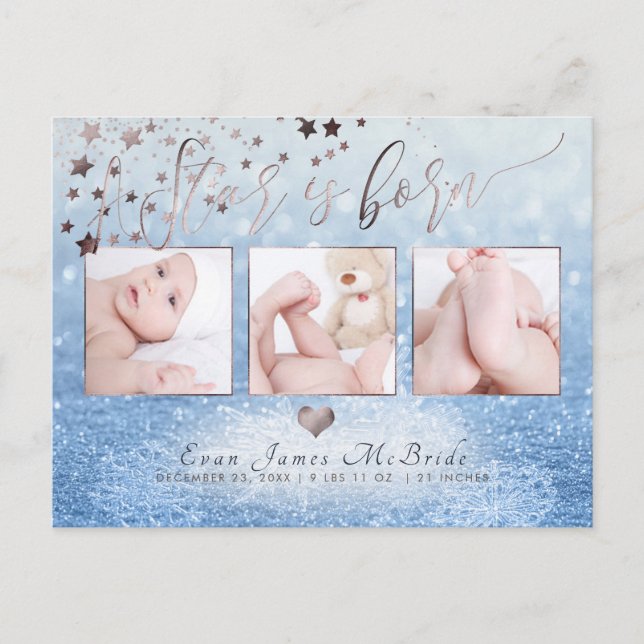 Postal De Anuncios PixDezines Nace una estrella, Bokeh de nieve (Anverso)
