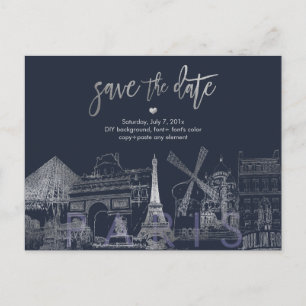 Postal De Anuncios PixDezines/Paris Salva la Fecha/Faux Silver Gold