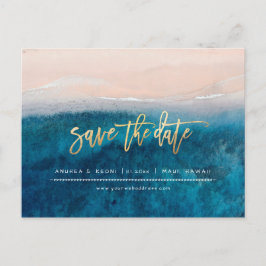 Postal De Anuncios PixDezines Playa Falso Oro Moderno Script Brush