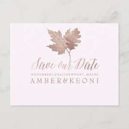 Postal De Anuncios PixDezines Rosa Dorado Follaje de Otoño/Guarda nue