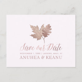 Postal De Anuncios PixDezines Rosa Dorado Follaje de Otoño/Guardar nu