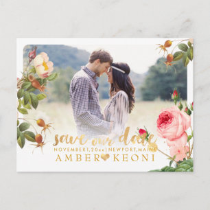 Postal De Anuncios PixDezines Rosas Vintage Guarde la Fecha