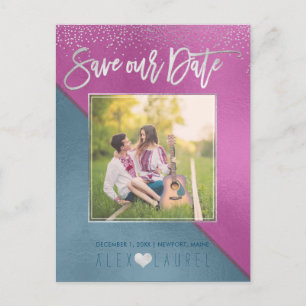 Postal De Anuncios PixDezines Salva la Fecha/Colores Modernos DIY