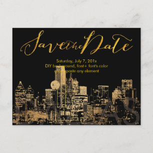 Postal De Anuncios PixDezines/Save Date/Faux Gold/Dallas Skyline