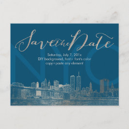 Postal De Anuncios PixDezines/Save Date/Faux Silver/NYC Twin Tower