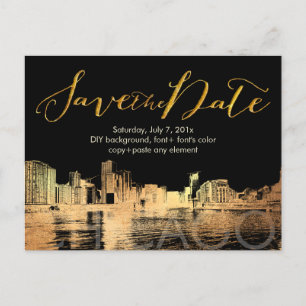 Postal De Anuncios PixDezines/Save Date/Gold/Chicago Lakeshore