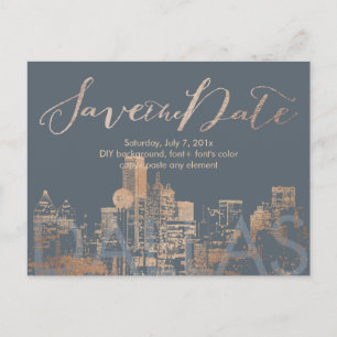 Postal De Anuncios PixDezines/Save Date/Pink Gold/Dallas Skyline
