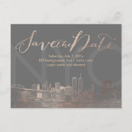 Postal De Anuncios PixDezines/Save Date/Pink Gold/NYC Twin Tower