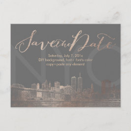 Postal De Anuncios PixDezines/Save Date/Pink Gold/NYC Twin Tower