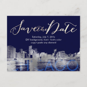 Postal De Anuncios PixDezines/Save Date/Silver/Chicago Lakeshore