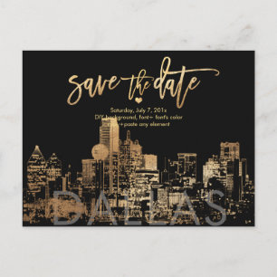 Postal De Anuncios PixDezines/Save the Date Dallas Skyline/Faux Gold