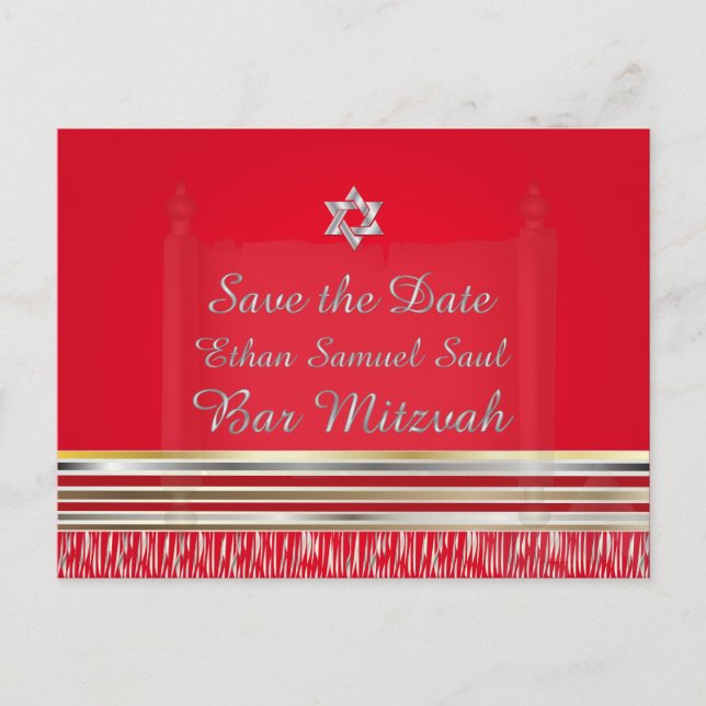 Postal De Anuncios PixDezines TALLIT/RED/MITZVAH GUARDAR LA FECHA (Anverso)