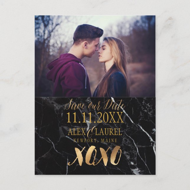 Postal De Anuncios PixDezines XOXO/GUARDAR NUESTRA FECHA/MÁRMOL (Anverso)