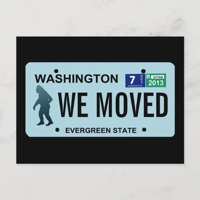 Postal De Anuncios Placa de licencia de Washington Sasquatch (Anverso)