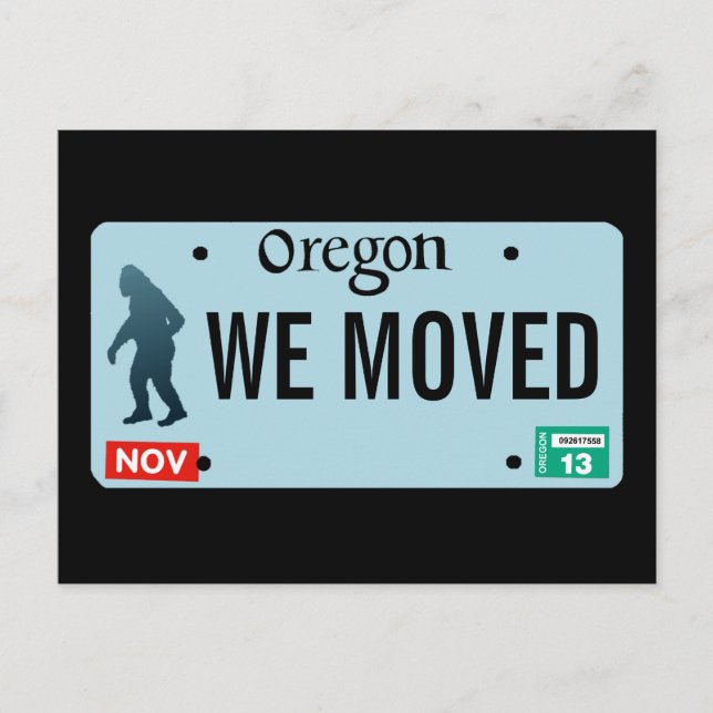 Postal De Anuncios Placa de licencia Oregon Sasquatch (Anverso)