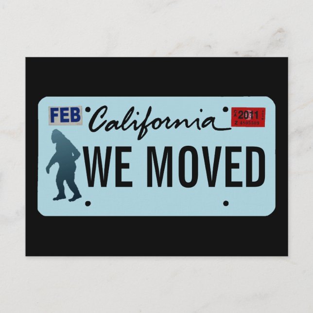 Postal De Anuncios Placa de licencia Sasquatch de California (Anverso)