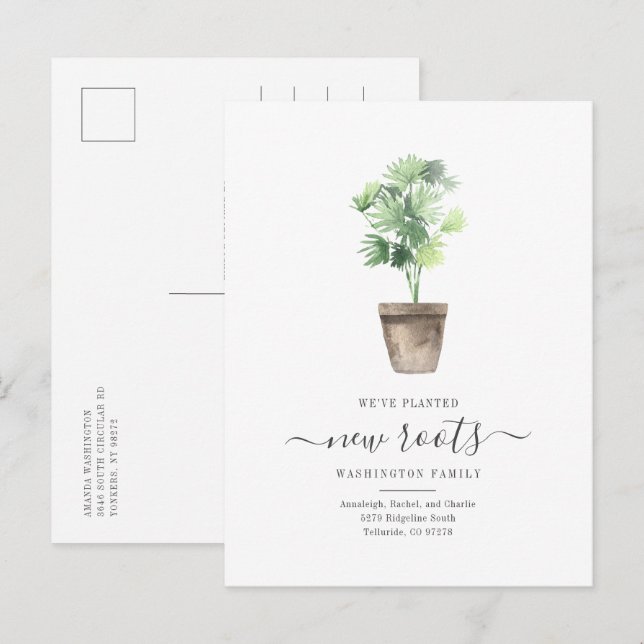 Postal De Anuncios Planta Boho Nos Hemos Mudado Cambio de Dirección (Anverso / Reverso)